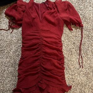 Elegant Red Ruched Dress